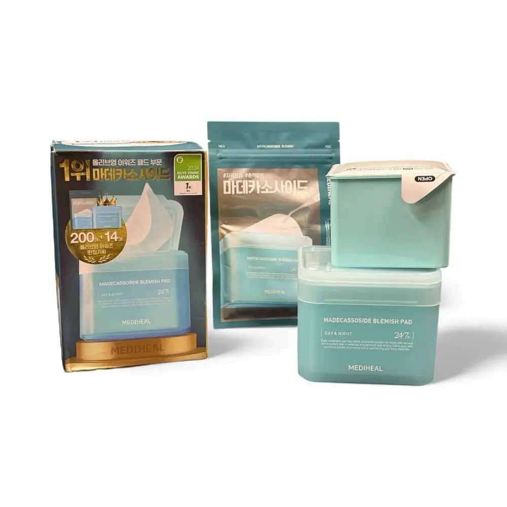 Mediheal Madecassoside Blemish Pad 100 Pads + 100 Refill (200 Count) Korean Skin